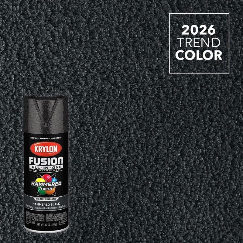 Krylon Fusion All-In-One Adhesive Hammered Finish Spray Paint for Indoor/Outdoor Use, 12 oz, Black - Image 1